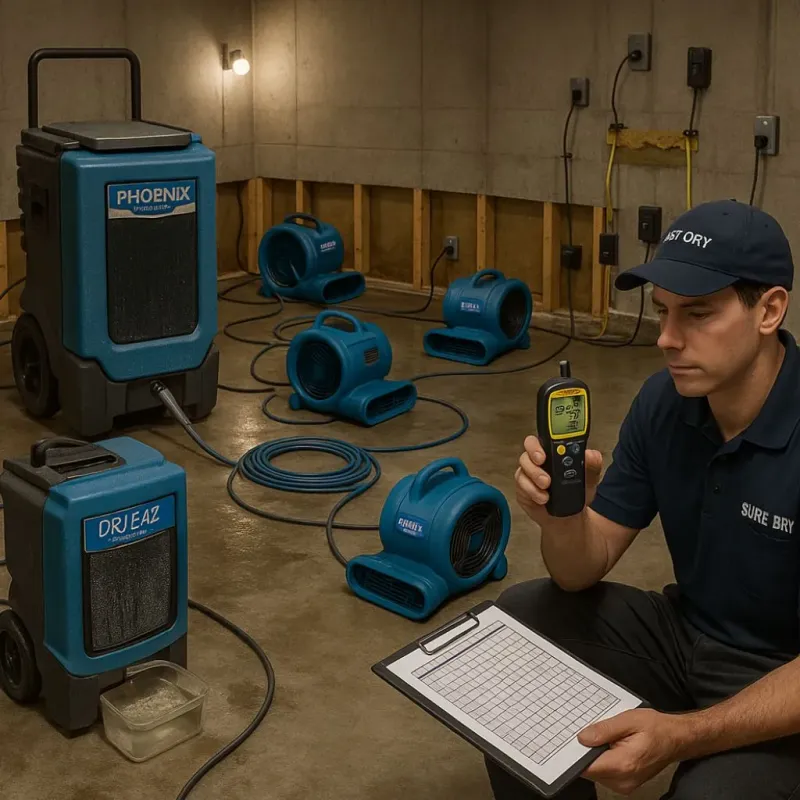 Structural Drying and Dehumidification process in Winters, TX